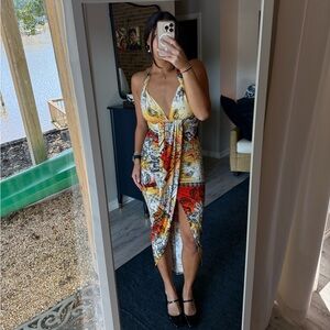 Y2K Sabora Vibrant Paisley Halter Dress